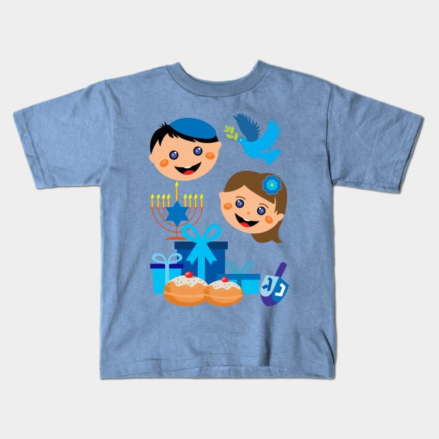 Cute siblings - happy Hanukkah Kids T-Shirt by FK-UK